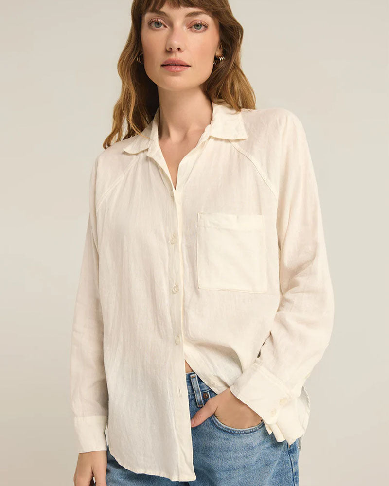 Z Supply The Perfect Linen Top In White