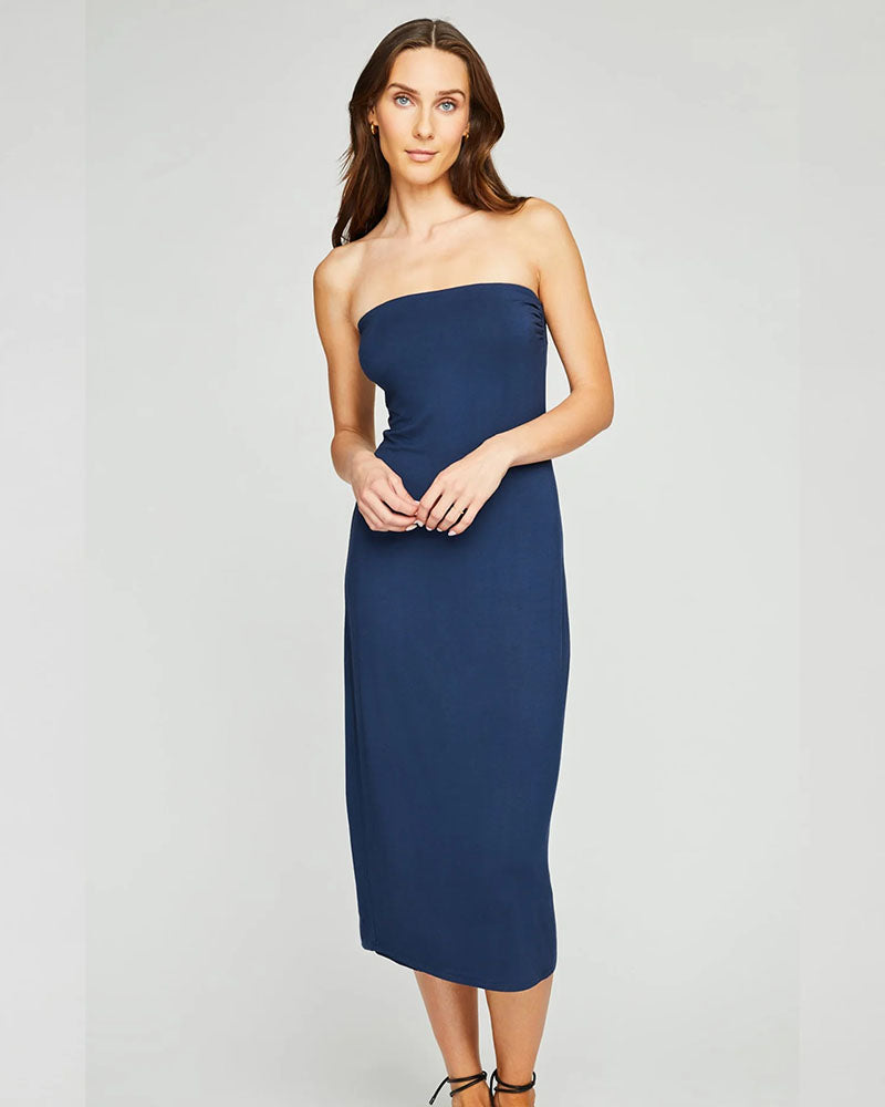 Gentle Fawn Amina Strapless Dress In Indigo