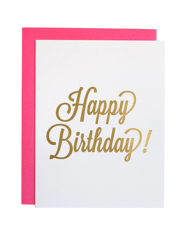 Chez Gagne HAPPY BIRTHDAY SCRIPT GOLD FOIL CARD
