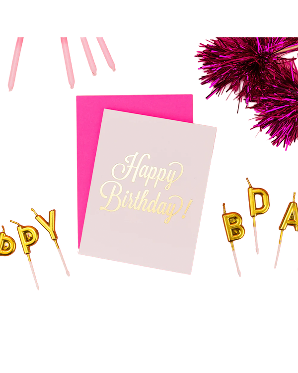 Chez Gagne HAPPY BIRTHDAY SCRIPT GOLD FOIL CARD