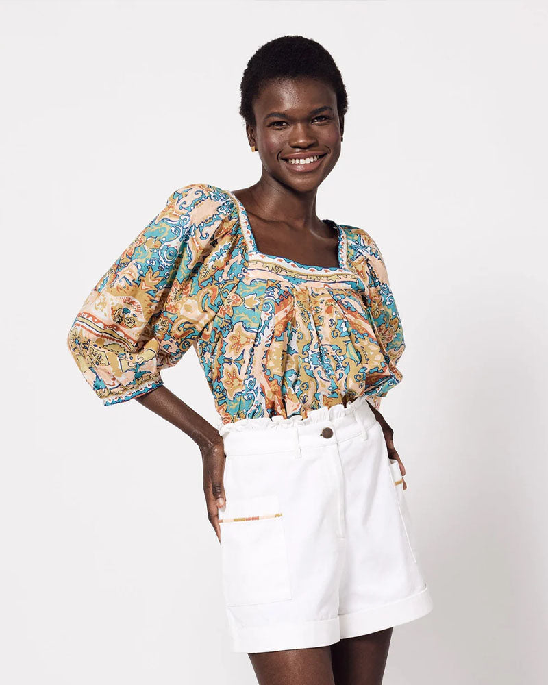 Cleobella Paz Blouse In Las Palmas Print