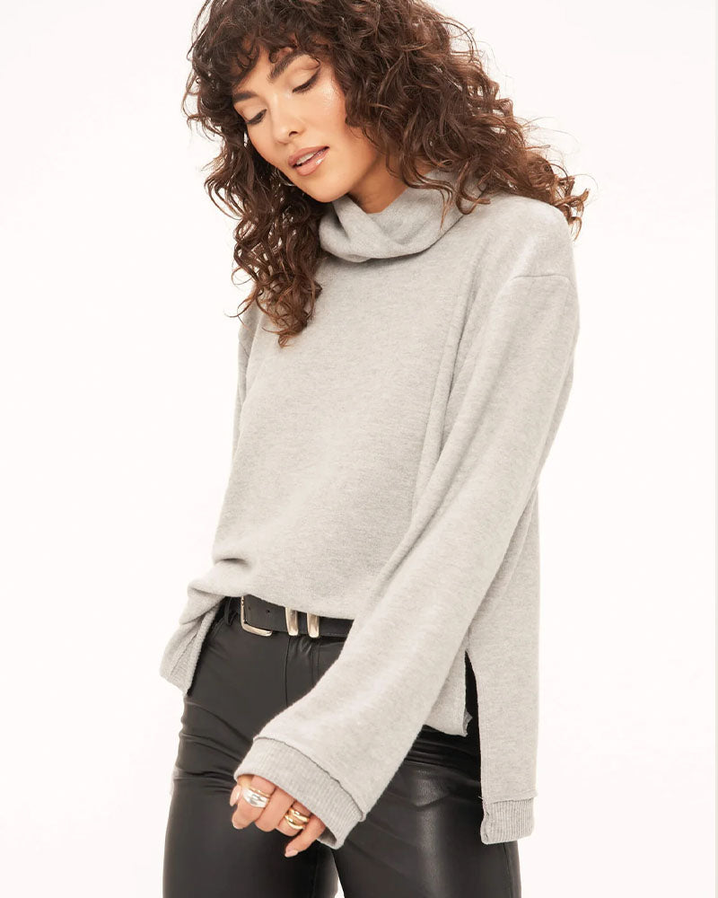 Project Social T Beyond Heathered Cozy Tunic In Heather Grey