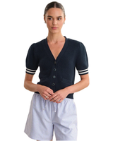 525 ELBOW PUFF SLEEVE BUTTON FRONT CARDI