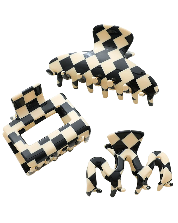 Adorro Checkmate Eco-Friendly Claw Clip Assorted O/S