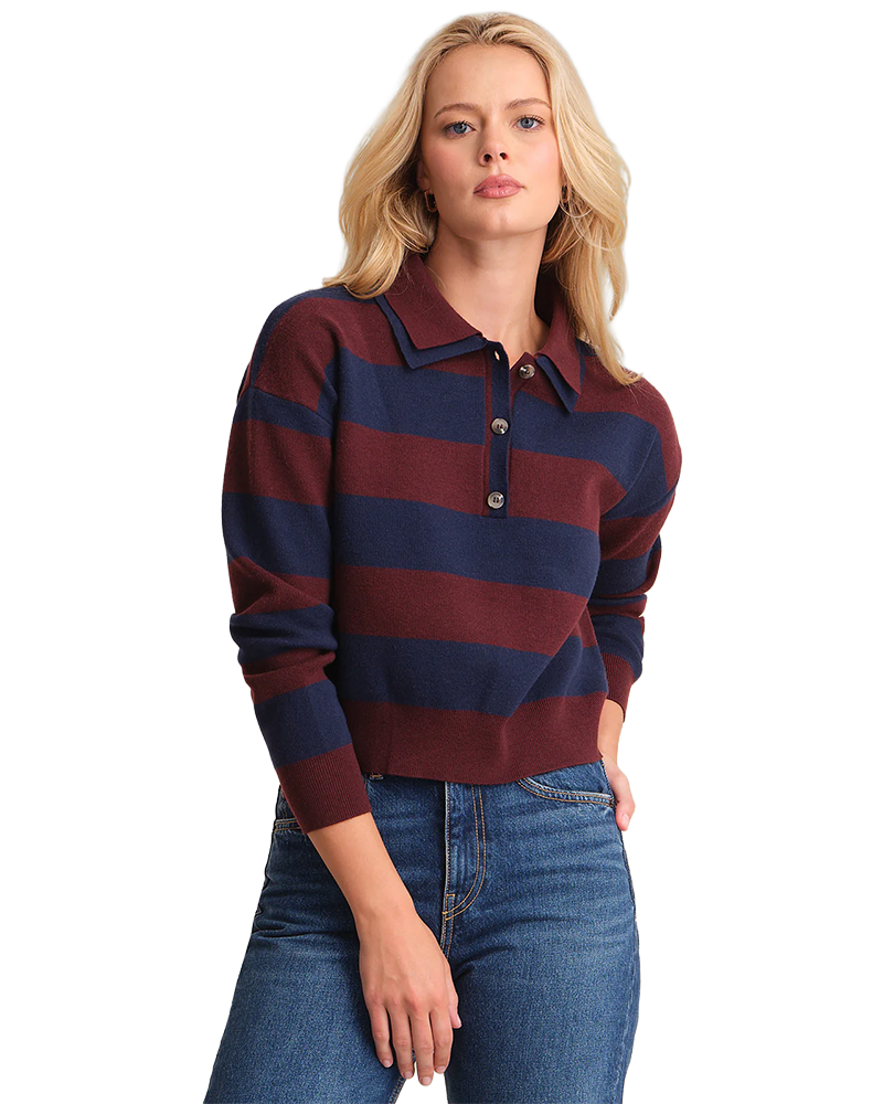 525 LENNON DOUBLE COLLAR RUGNY STRIPE PULLOVER