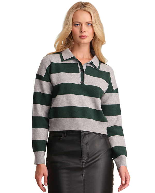 525 LENNON DOUBLE COLLAR RUGNY STRIPE PULLOVER