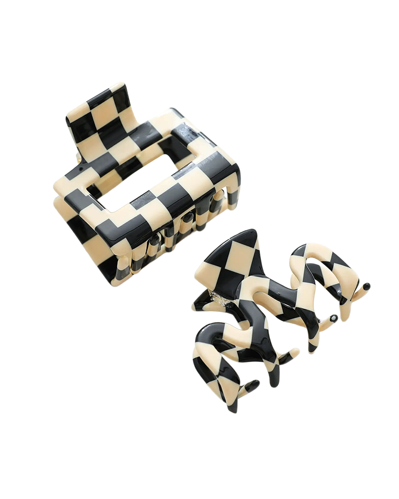 Adorro Checkmate Eco-Friendly Claw Clip Assorted O/S