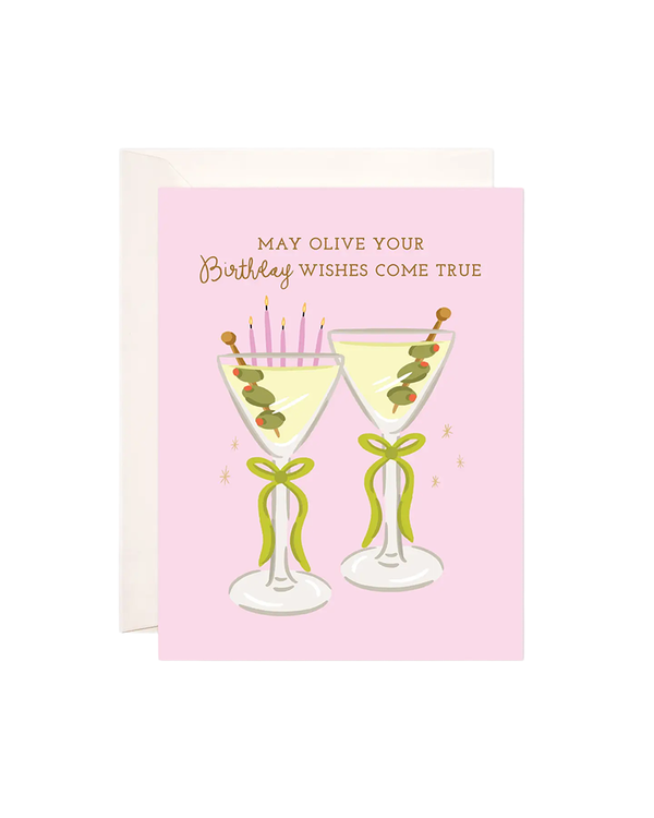 Bloomwolf Studio OLIVE YOUR WISHES MARTINI BIRTHDAY CARD