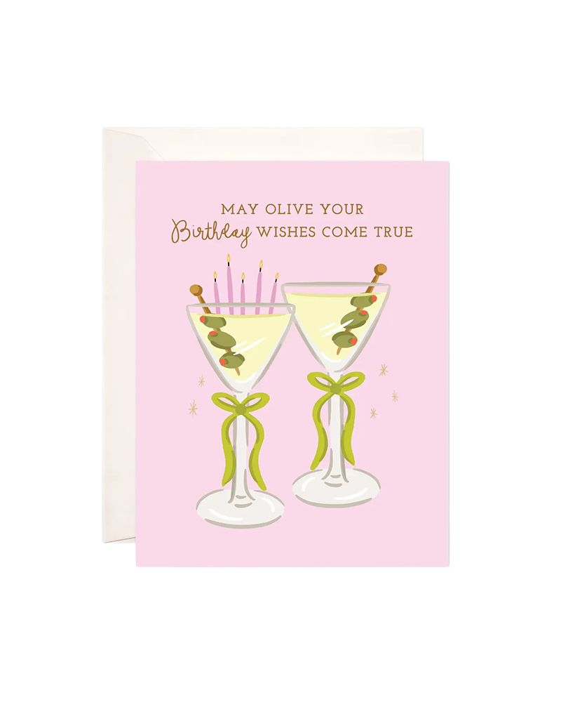 Bloomwolf Studio OLIVE YOUR WISHES MARTINI BIRTHDAY CARD