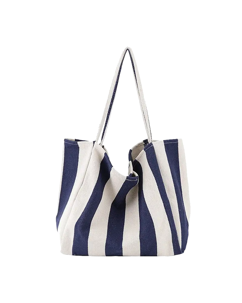 Josslyn ORGANIC STRIPED TRENDING DOUBLE POCKET TOTE BAG