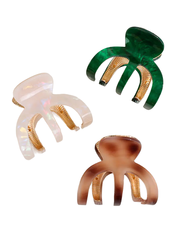 Adorro JADE SMALL OCTOPUS METAL CLAW CLIP