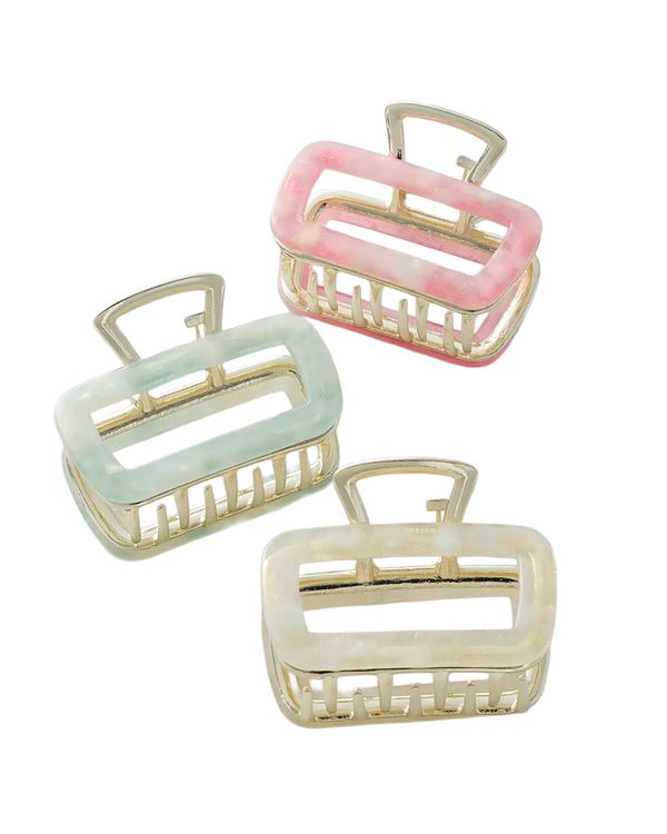 Adorro HARLOW SMALL FAIRY HOLLOW RECTANGLE METAL CLAW CLIP