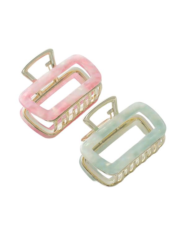 Adorro HARLOW SMALL FAIRY HOLLOW RECTANGLE METAL CLAW CLIP