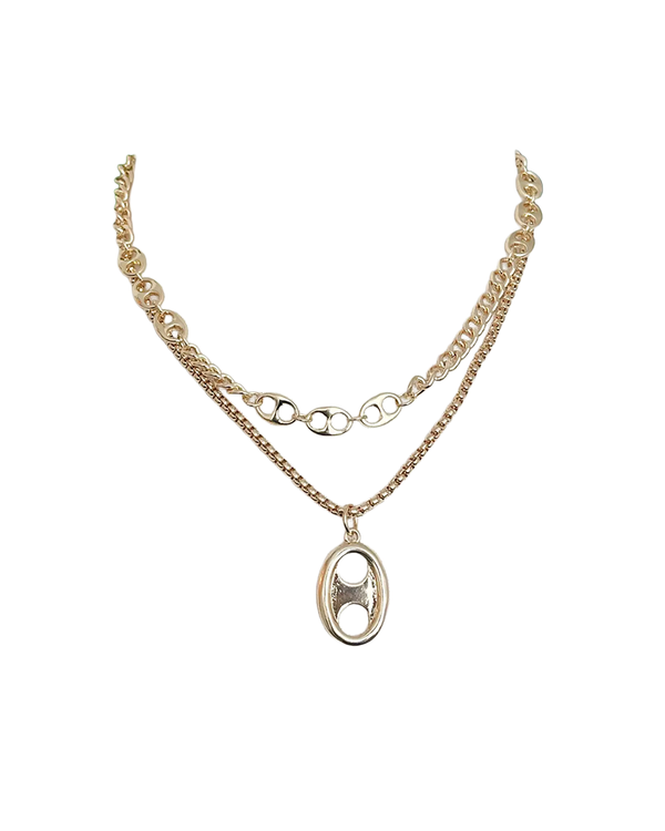E+Y BUTTON CHARM GOLDEN NECKLACE SET