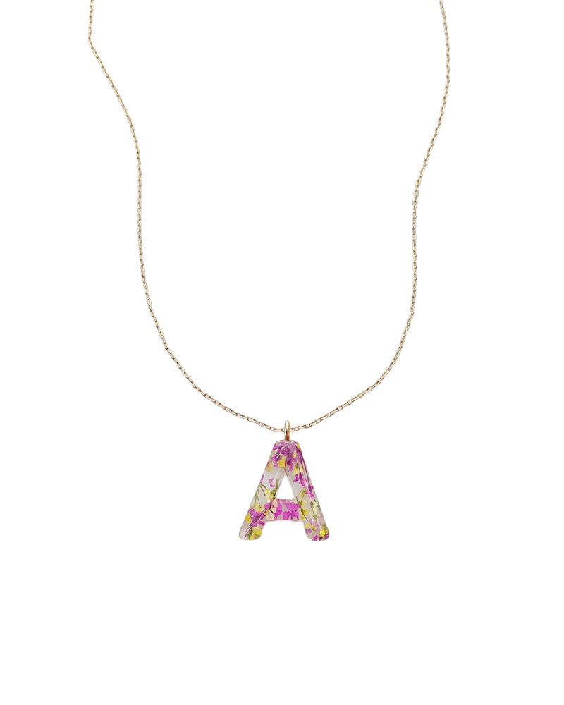 The Lucky Collective FLOWER FILLED INITIAL NECKLACE G