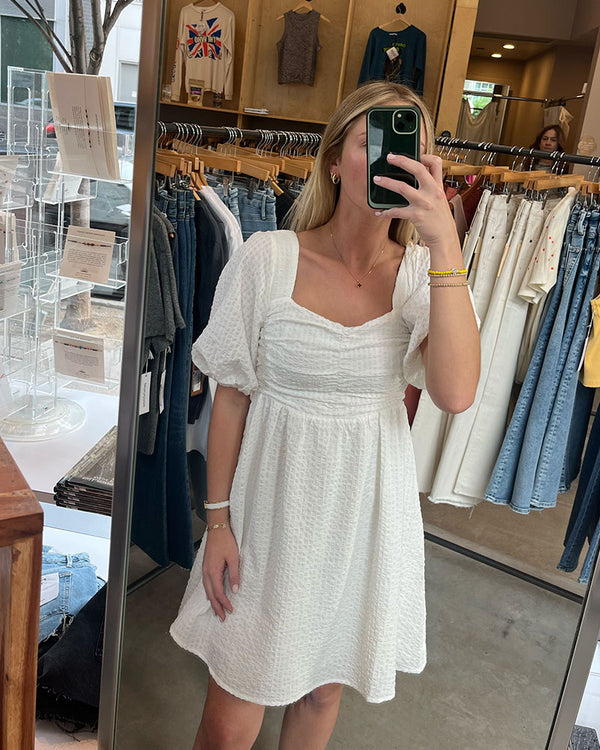 FRNCH Emy Woven Dress In Blanc