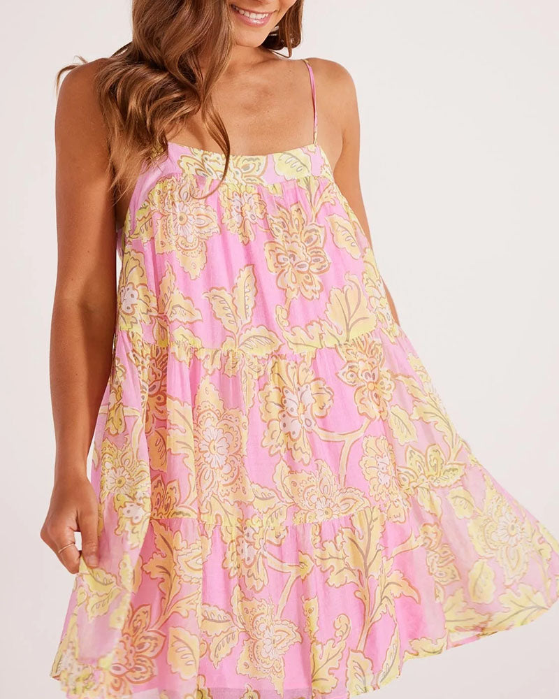 Mink PInk Laurelle Mini Dress In Pink Floral