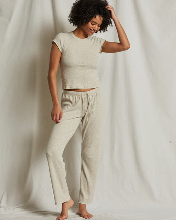 Perfectwhitetee Leann Sweater Rib Jogger in Heather Oatmeal