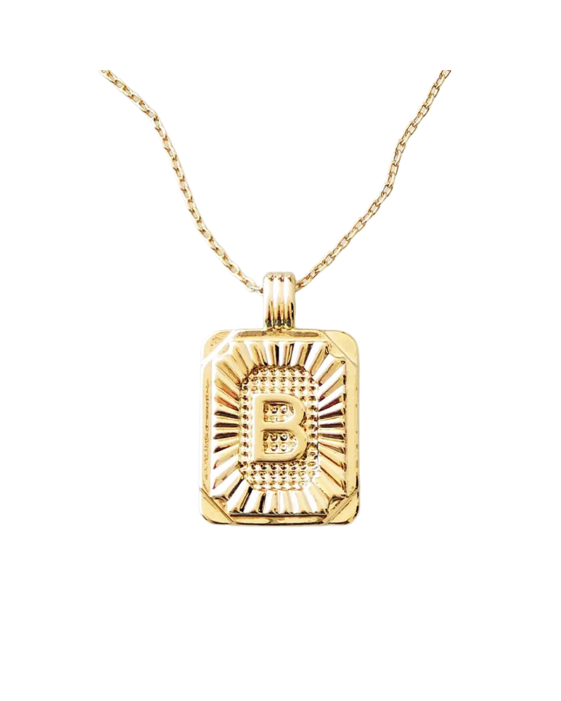 The Lucky Collective SQUARED INITIAL NECKLACE B