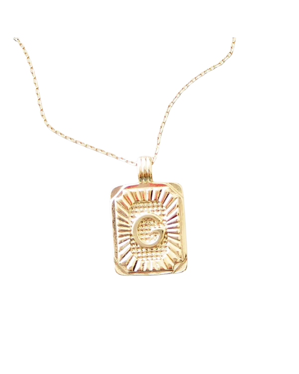 The Lucky Collective SQUARED INITIAL NECKLACE G