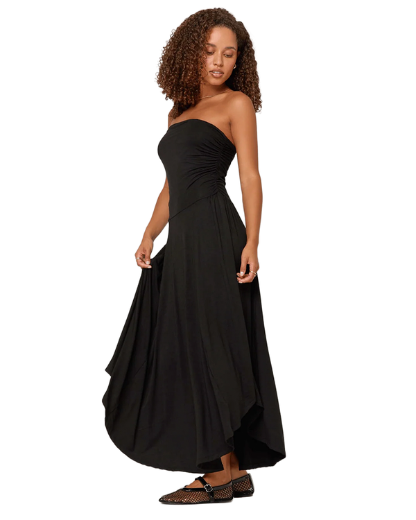 Project Social T GODDESS STRAPLESS SHIRRED DRESS