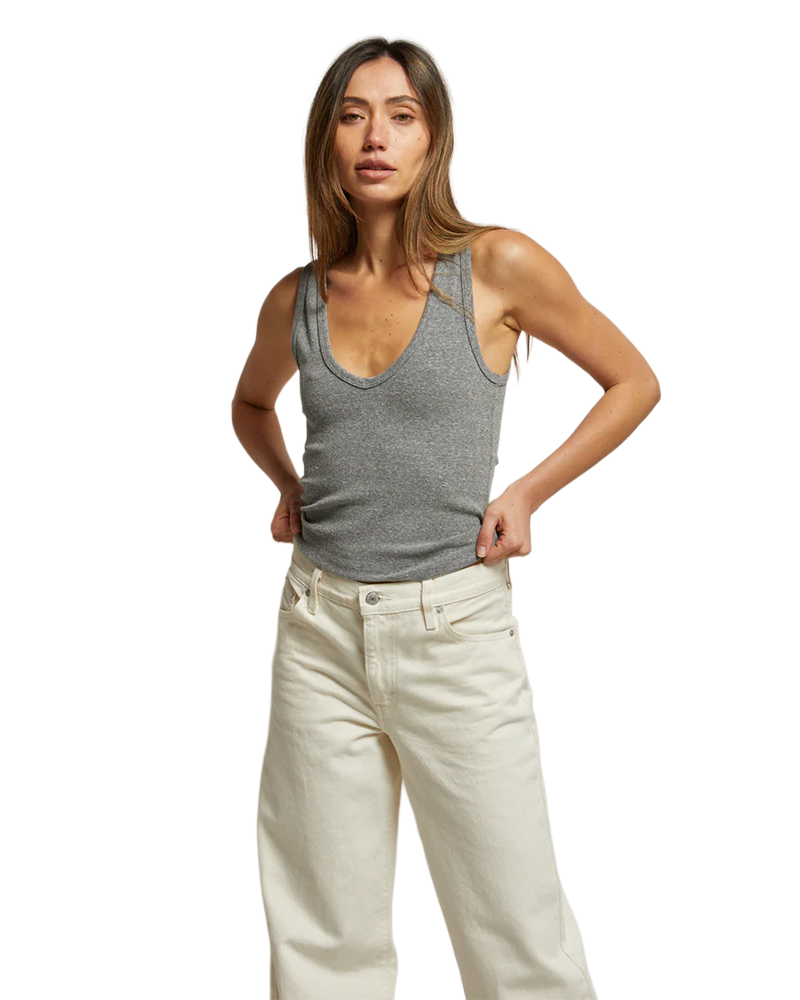 Perfectwhitetee MARIA STRUCTURED RIB V-NECK TANK