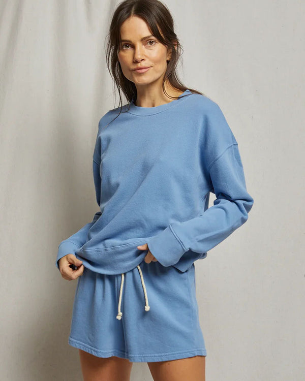 Perfectwhitetee Tyler French Terry Pullover In Carolina Blue