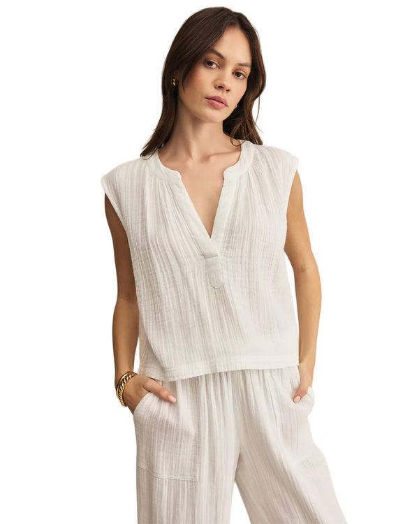 Z Supply CLIFFSIDE V-NECK AIRY TOP