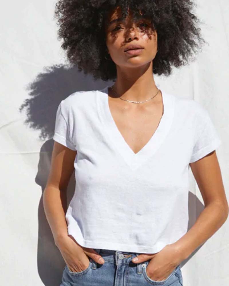 Perfectwhitetee Alanis Recycled V-Neck in White