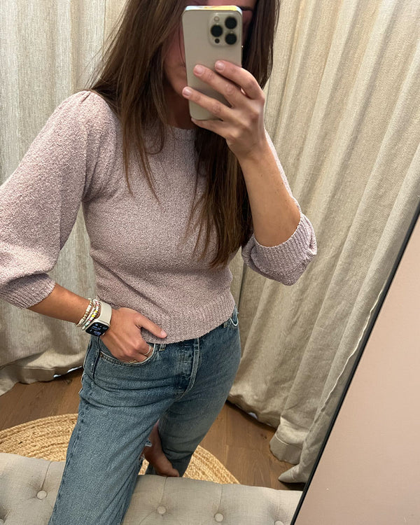 Self Contrast Casey Crop Sweater In Lilac Ash