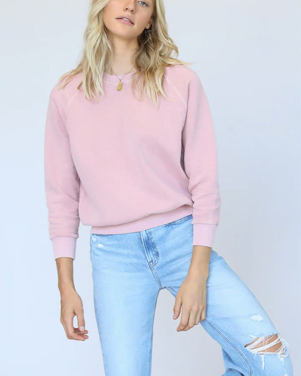 Perfectwhitetee Allman Quilted Crewneck in Vintage Pink