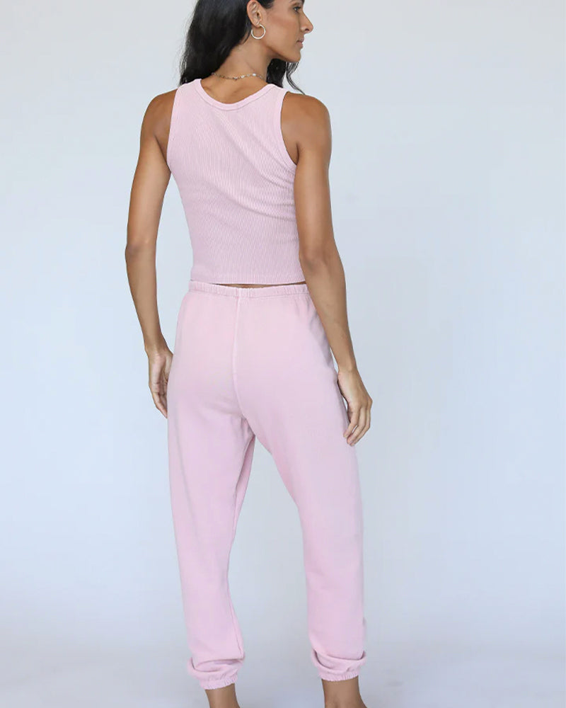 Perfectwhitetee Johnny French Terry Sweatpant in Vintage Pink