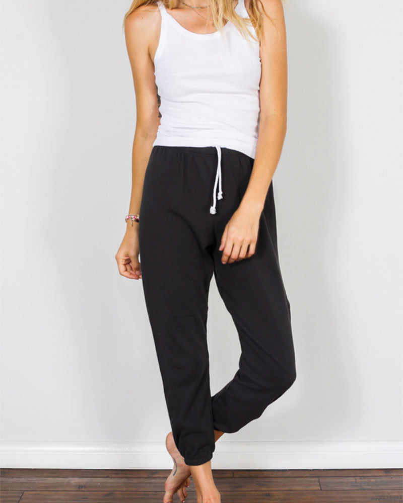 Perfectwhitetee Johnny French Terry Sweatpant in Vintage Black