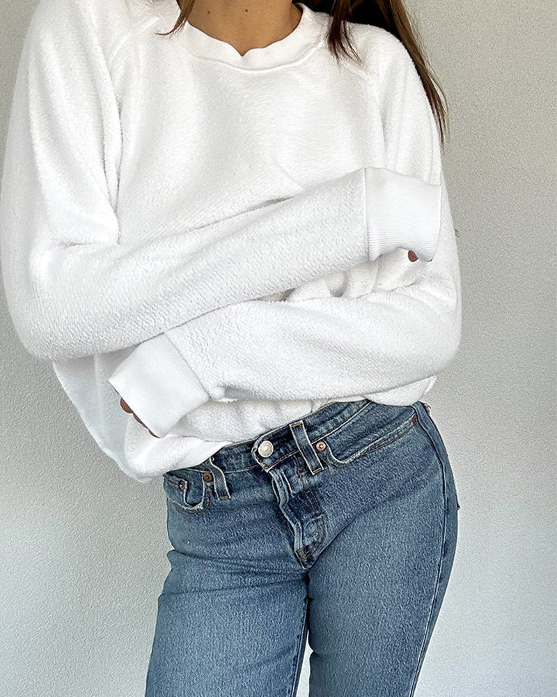 perfectwhitetee ziggy inside out sweatshirt in white